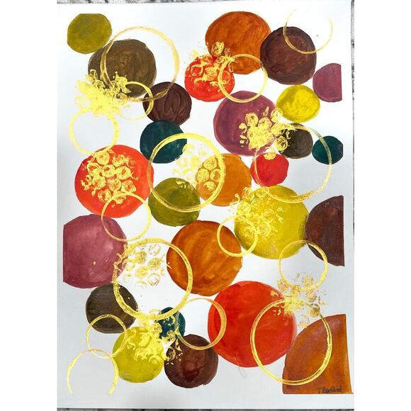 Hand made watercolor original painting abstract waves 12x9 - Picture 1 of 4